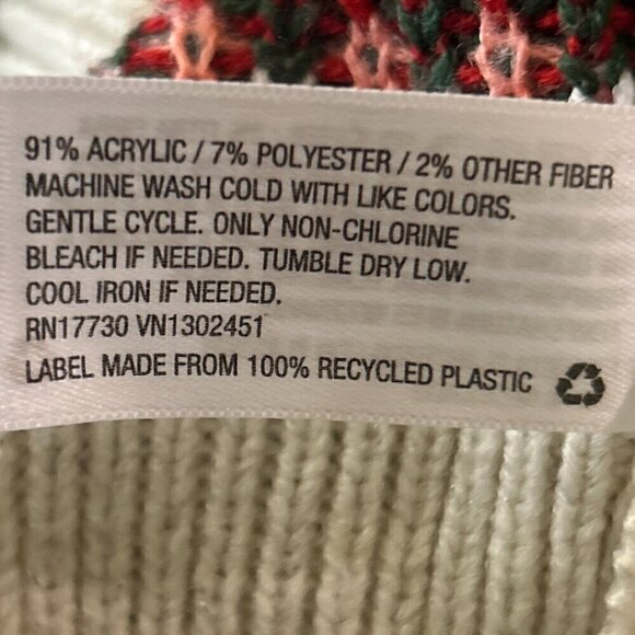 Mossimo SZS Vintage Ivory cable knit fair isle sweater Cottage Country Feminine - Picture 9 of 9